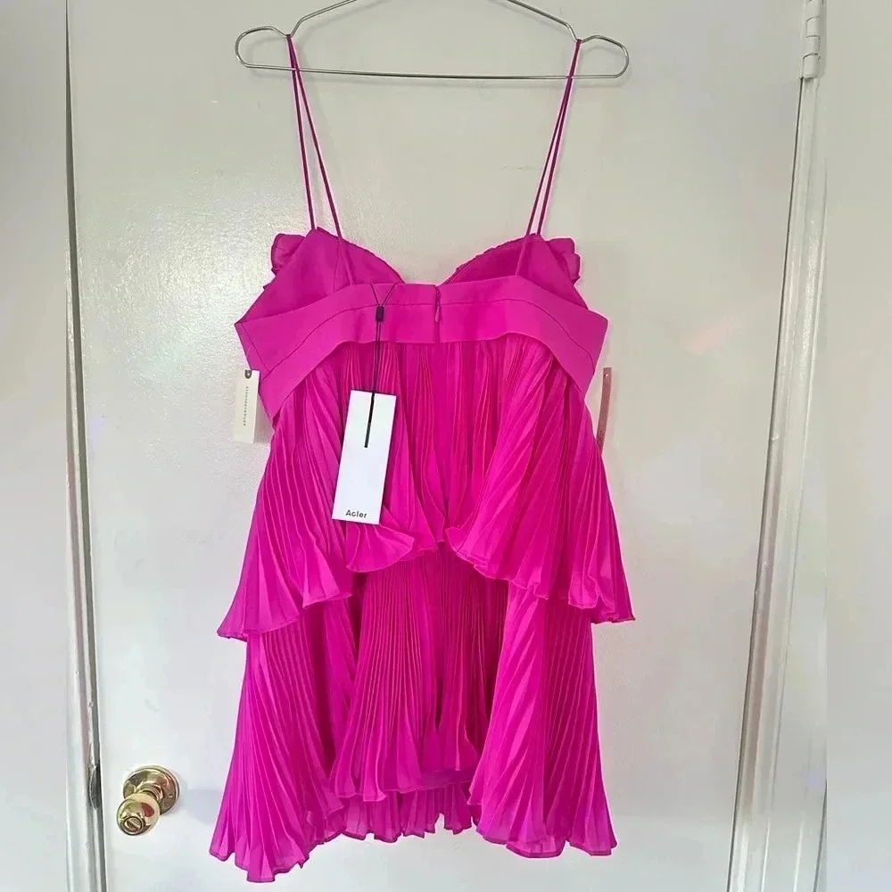 Acler Griffith Ruffled Mini Dress with Spaghetti Straps Size 10 - Picture 6 of 10